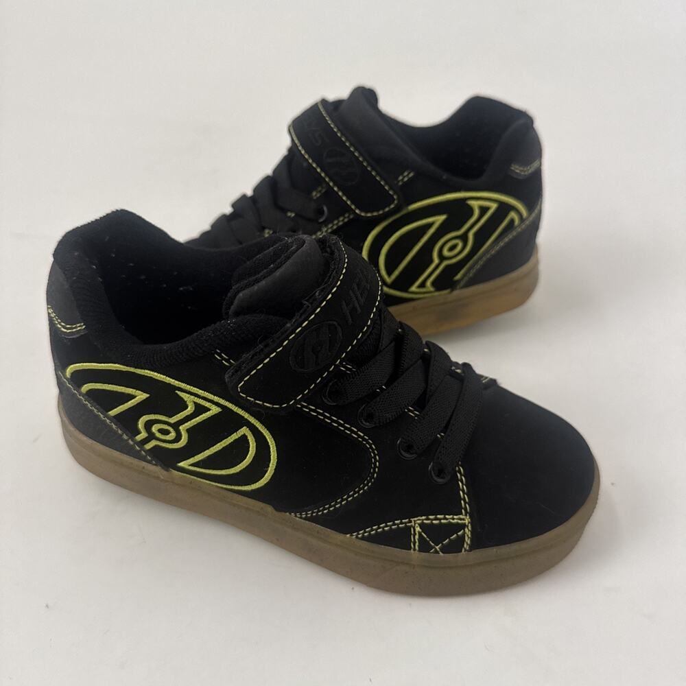 Heelys Dual Up X2 Shoes Kids Size 1 Black Green Wheels Skate Sneakers HE100474